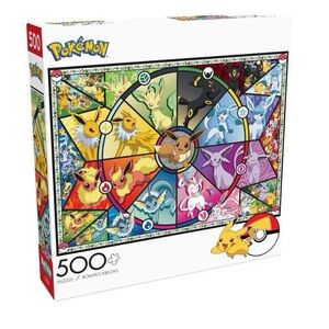 Pokemon - Eevee's Stained Glass - 500 Piece Jigsaw Puzzle by Buffalo Games NEW